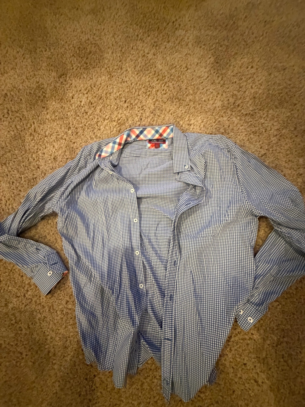 Johnston & Murphy Blue Gingham Button-Down Shirt